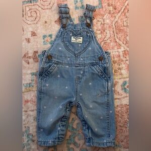 OshKosh B'gosh Light Blue Denim Overalls with Pink Heart Print